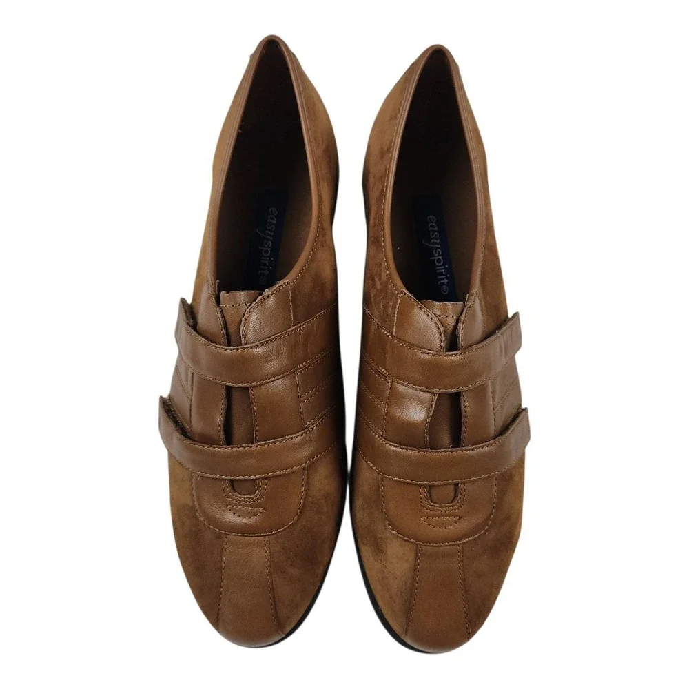 Vintage NOS Easy Spirit Sneakers Shoes 10W Wide Brown Suede Leather Retro